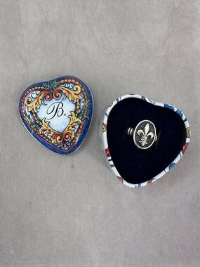 Vintage 90s Ann King 925 Sterling Silver Fleur De Lis Ring w/ 18K Gold Accents